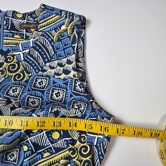 J.McLaughlin Sheath Dress Women XS Blue Abstract Print Sleeveless Stretch Preppy - Picture 8 of 10